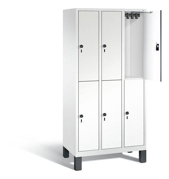 C+P Spind doppelstöckig Evolo, H1850xB900xT500mm, Farbe: Verkehrsweiß / Dekor Weiß, 48310-30 S10463