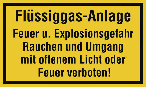 Moedel Flüssiggas-Anlage Feuer und Explosionsgefahr..., Kunststoff, 250x150 mm, 60414