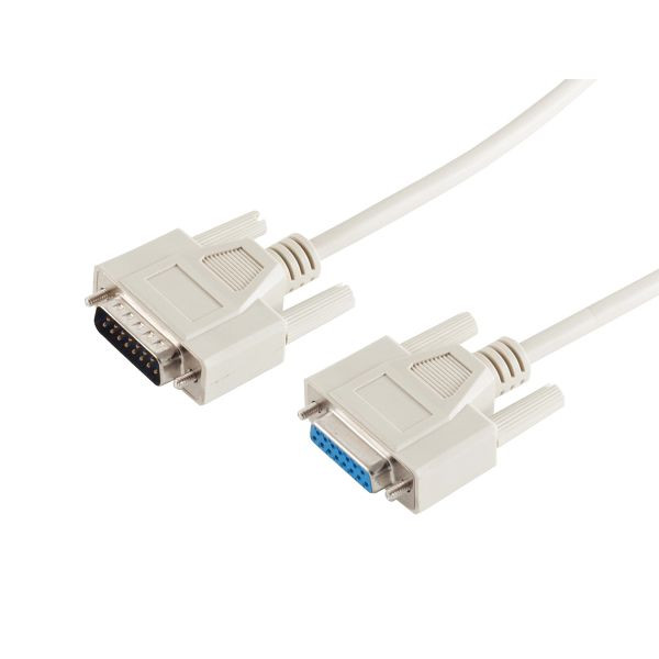 S-Conn SUB-D Verlängerung, Joystick, 15-pol Sub-D-Stecker auf 15-pol Sub-D-Kupplung, mit vergossenen Gehäusen, 2,0m, 78047-2