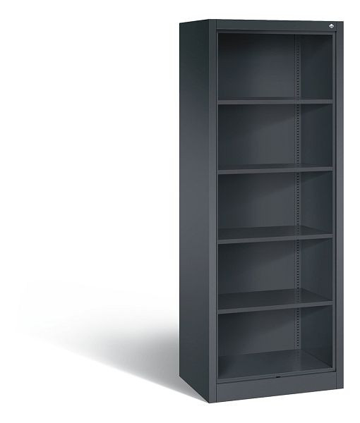 C+P Stahlregal mit Rückwand Acurado, H1950xB700xT500mm, Farbe: Schwarzgrau, 5 OH, 9137-000 S10005