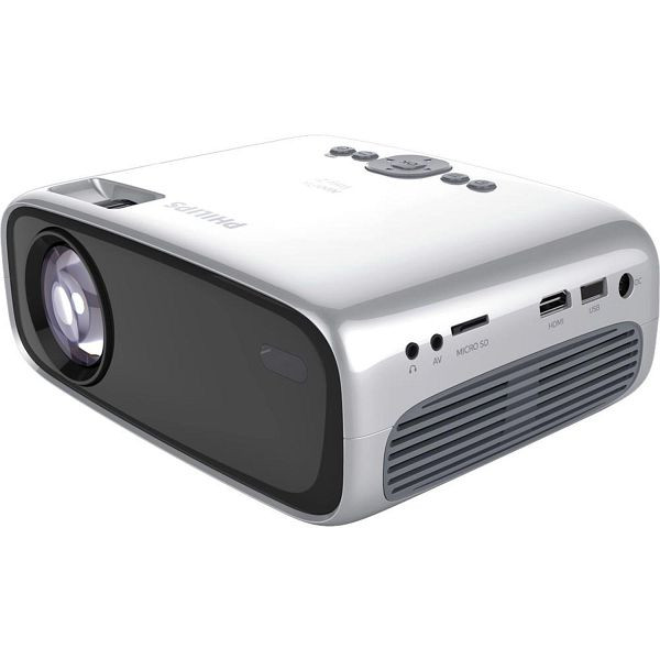 Philips Projection NeoPix Easy 2+ HD Mini-Projektor/Beamer (Stereosound, LED, bis zu 65" (165cm), HDMI, USB, VGA, MicroSD), NPX442/INT