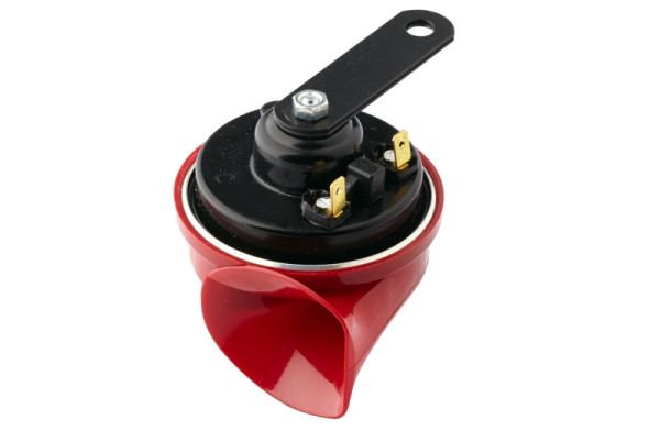 HELLA Fanfare - TE16 - 12V - 110dB(A) - Frequenzbereich: 500Hz - Hochton - elektrisch - Gehäusefarbe: rot/schwarz - Flachsteckanschluss, 3FG 007 424-011