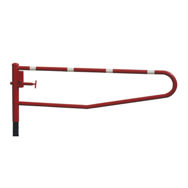 Stein HGS Drehbare Gatterschranke 360°, 1500 mm / rot beschichtet mit weiß reflektierenden Ringen, vorgerüstet für Vorhangschloss, zum Einbetonieren, 413.151bv