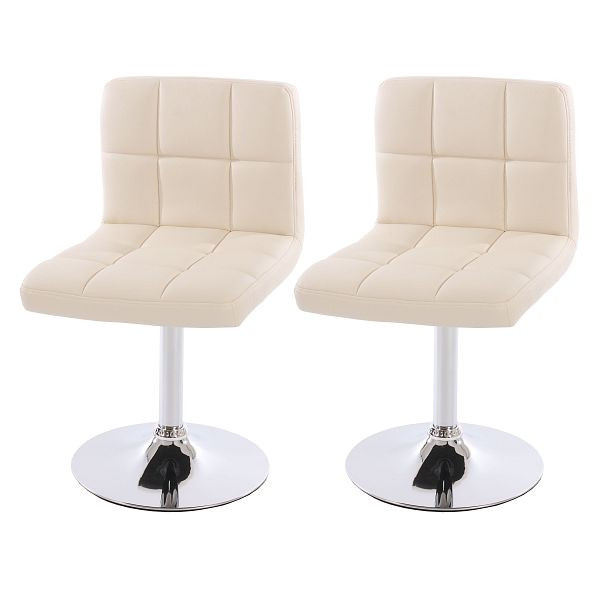 Mendler 2er-Set Esszimmerstuhl Drehstuhl Stuhl Kavala Kunstleder Chrom, creme, 26626
