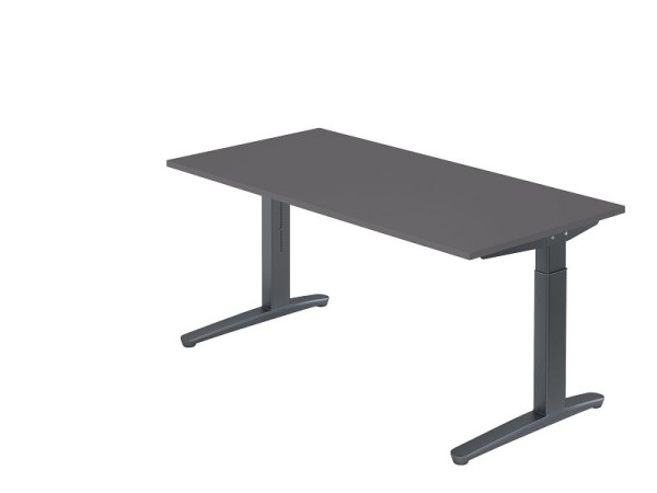 Hammerbacher Schreibtisch C-Fuß 160x80cm Graphit/Graphit, Rechteckform, VXB16/G/GG