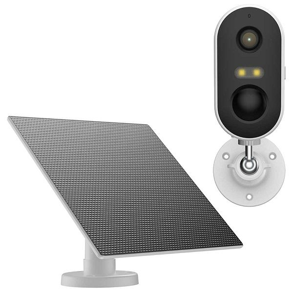 Arenti Go1&SP2 3 MP batteriebetriebene kabellose WLAN Überwachungskamera mit KI-basierter Personenerkennung inklusive Solarpanel, arg1s2