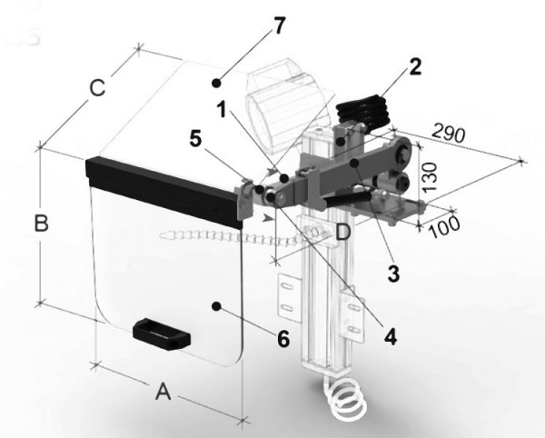 MACK Schutzeinrichtungen, Schutzschild mit Gelenkarm 400 x 350 mm, ZE-ESH14-400