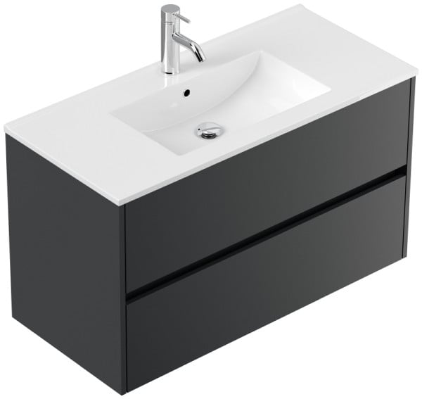 Posseik Badmöbel Limes & Waschtisch 100 cm 2 Greifraum SoftClose Auszüge Grafit, PN0023X0000003DE