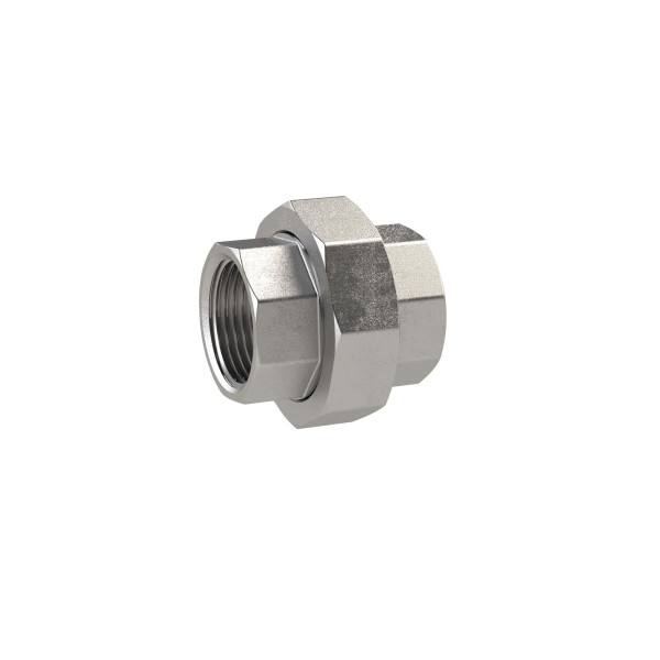 Riegler Lösbarer Doppelgewindenippel, flachdichtend, Rp 1/4, IG, SW 30, ES 1.4408, 118059