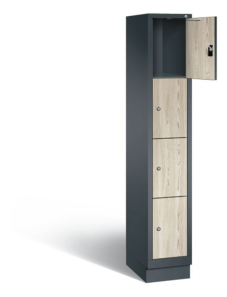 C+P Schließfachschrank Evolo, H1800xB320xT500mm, Farbe: Anthrazitgrau / Dekor Sen-Esche, 48020-104 S10150