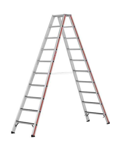 HYMER Stufenstehleiter R13, beidseitig begehbar, 2x10 Stufen, Länge 2,54 m, 862420