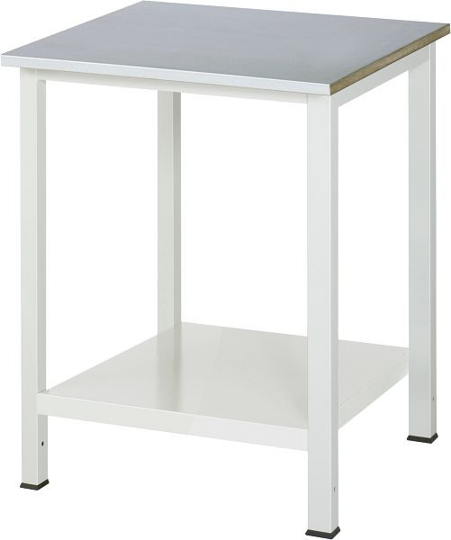 RAU Werktisch Serie 900, B750 x T800 x H825mm, Arbeitsplatte mit Edelstahlblechbelag, Stärke 25mm, mit Ablageboden unten, Tiefe 650mm, 03-900-6-ES25-07.12