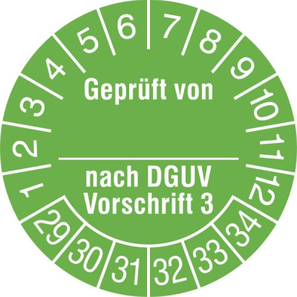 Stein HGS Prüfplaketten mit Jahresfarbe (6 Jahre), grün, 2029-2034, 31.c2135-29