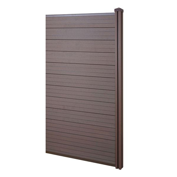 Mendler WPC-Sichtschutz Sarthe, Windschutz Zaun, WPC-Pfosten, Erweiterungselement schmal, 0,98m braun, 65030+65031