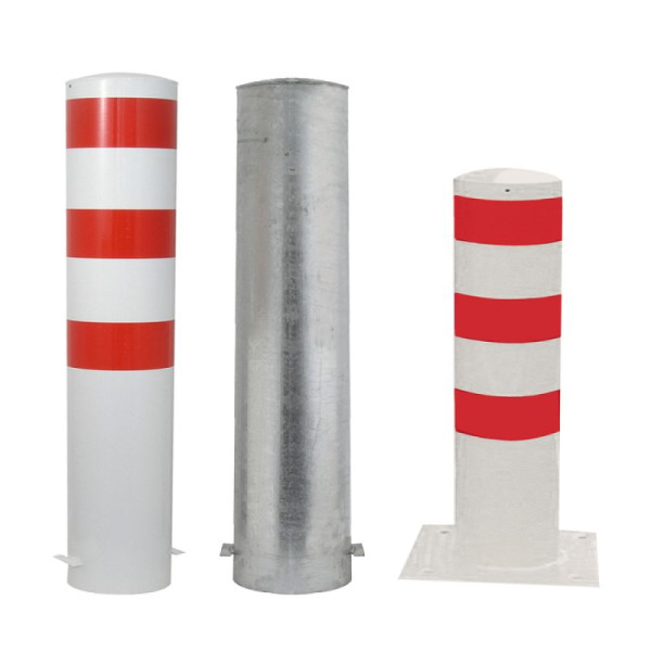 Stein HGS Stahlrohrpoller/Rammschutzpoller -Bollard-, 1500mm/zum Einbetonieren, ohne Farbe, 1 Öse, mit aufgeschweißter Stahlkappe, 40271-101