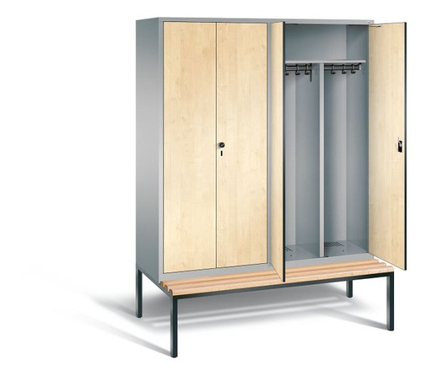 C+P Schwarz-Weiss-Spind Evolo, H2090xB1590xT815mm, Farbe: Weißaluminium / Dekor Donau-Ahorn, 48052-42 S10128