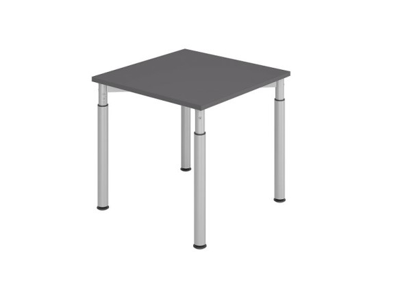 Hammerbacher Schreibtisch YS08, 80 x 80 cm, Platte: Graphit, 25 mm dick, ABS-Dickkante, Rechteckform, Silber, VYS08/G/S