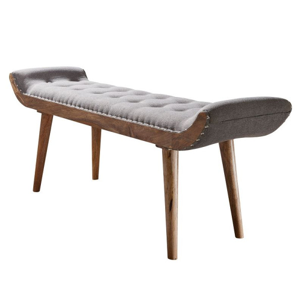Wohnling Sitzbank Stoff/Massivholz Bank Grau 125x51x38 cm Chesterfield-Design, WL6.013