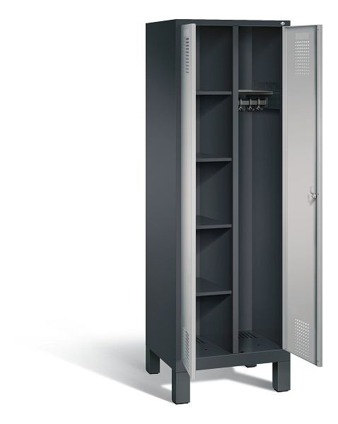 C+P Putzmittel-Spind Evolo, H1850xB610xT500mm, Farbe: Schwarzgrau / Weißaluminium, 48060-20 S10064