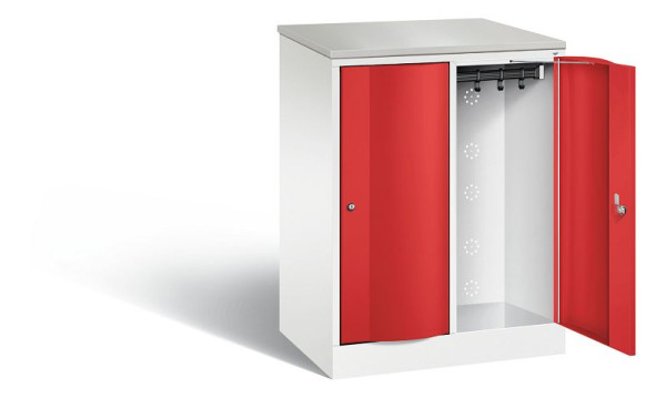 C+P Garderobenschrank Resisto, H1077xB772xT540mm, Farbe: Verkehrsweiß / feuerrot, 8271-272 S10101