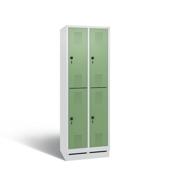 C+P Spind doppelstöckig Evolo, H1800xB610xT500mm, Farbe: Lichtgrau / Resedagrün, 48320-20 S10168