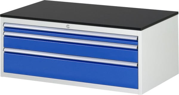 RAU Schubladenschrank Serie 7000, B1145xT650xH460mm, H60, H120, H180mm mit Einzelauszugssicherung, Arbeitsplatte melaminharzbeschichtet, 03-XXL2.1A-M.11