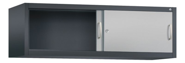 C+P Aufsatzschrank Acurado, H500xB1600xT500mm, Farbe: Schwarzgrau / Weißaluminium, Bügelgriff, 1 OH, 2154-00 S10046