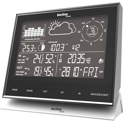 Technoline Wettercenter, DCF-77 Funkuhr mit manueller Einstelloption, Abmaße: 138 x 153 x 53 mm, WS 1700