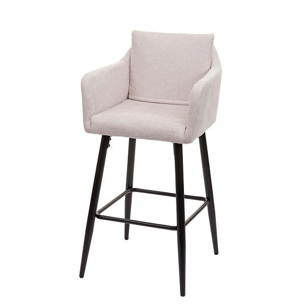 Mendler Barhocker HWC-H93, Barstuhl Tresenhocker, Fußablage Metall, Stoff/Textil creme-beige, 74753