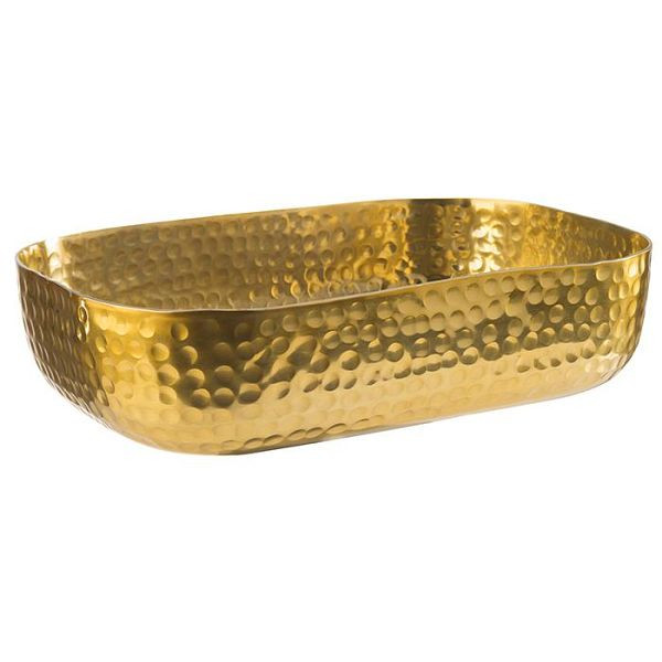 APS Schale, 23 x 15,5 cm, Höhe: 6 cm, Aluminium, Gold-Look, gehämmerte Oberfäche, 1,4 Liter, 40693