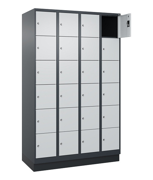 C+P Schließfachschrank Evolo PLUS, mit Sockel, 24 Fächer, 1950x1200x500mm, 7016/7035 Lichtgrau, 049020-406 S10017