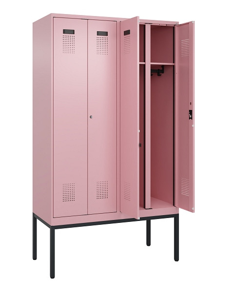 C+P Schwarz-Weiß-Spind Evolo PLUS, Gestell, 4 Abteile, 2120x1200x500mm, 3015/301, Zylinderschloss, 0490327-40 S10051