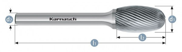 Karnasch Hartmetall-Frässtift unbeschichtet TRE/ HP-5 d1=10 / l2=16 / d2=6 / l1=60mm, VE: 3 Stück, 113043030