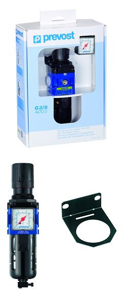 Prevost ALTO 2-Filterregler mit Manometer, Befestigungswinkel und Sicherheitskupplung prevoS1, IG BSPP=G 3/8, Ausgestattet mit 1 Kupplung=ISI 06, KTM SM2IS