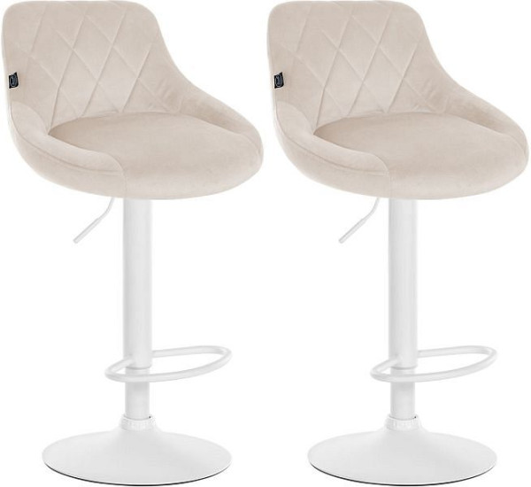 CLP Barhocker Lazio Samt weiß, creme, VE: 2 Stück, 323259