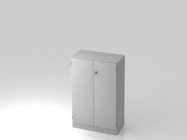 Hammerbacher Schrank 3OH mit Sockelblende Streifengriff Grau/Grau, 80x42x127 cm (BxTxH), V6550/5/5/SG