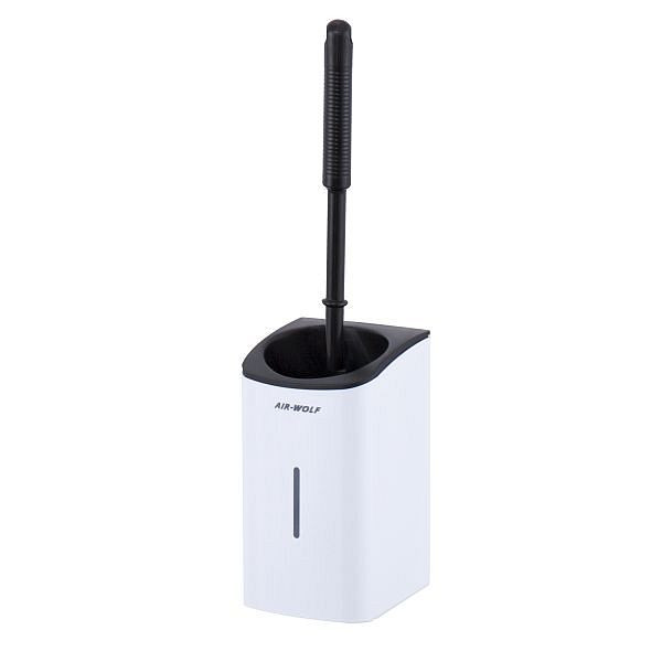 Air Wolf WC-Bürstenhalter, Serie Alpha, H x B x T: 185 x 100 x 113 mm (ohne Griff), Edelstahl weiß, 60-130