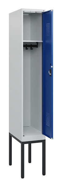 C+P Spind Evolo PLUS, Gestell, 1 Abteil, 1950x300x500mm, 7035/5010, Zylinderschloss, 0490305-10 S10029