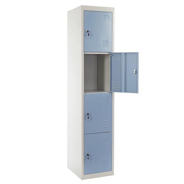 Mendler Schließfach Boston T163, Schließfachschrank Wertfachschrank Spind, Metall 180x38x45cm, blau, 34559