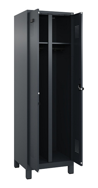 C+P Schwarz-Weiß-Spind Evolo PLUS, mit Füßen, 2 Abteile, 1950x600x500mm, 7016/7 RAL 7016 Anthrazitgrau, Drehriegel, 049012-20 S10016