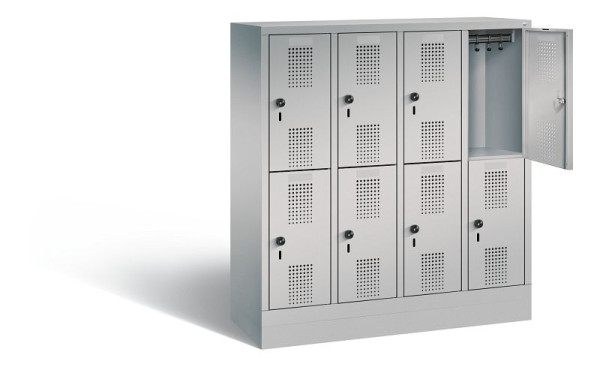 C+P Kindergarten-Spind doppelstöckig Evolo, H1300xB1190xT300mm, Farbe: Weißaluminium, 483203-40 S10088