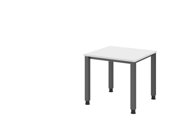 Hammerbacher Schreibtisch QS08, 80 x 80 cm, Platte: Weiß, 25 mm dick, 4-Fuß-Gestell in Graphit (ähnlich RAL 7012), Arbeitshöhe 68-83,5 cm, VQS08/W/G