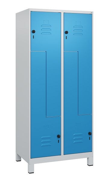 C+P Z-Spind Classic PLUS, Füße, 4 Abteile, 1800x800x500mm, 7035/5012, Drehriegel, 0800137-224 S10004