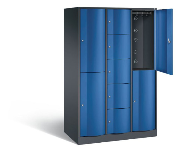 C+P Kombi-Schließfachschrank Resisto, H1950xB1148xT640mm, Farbe: Schwarzgrau / Enzianblau, 8070-3730 S10007