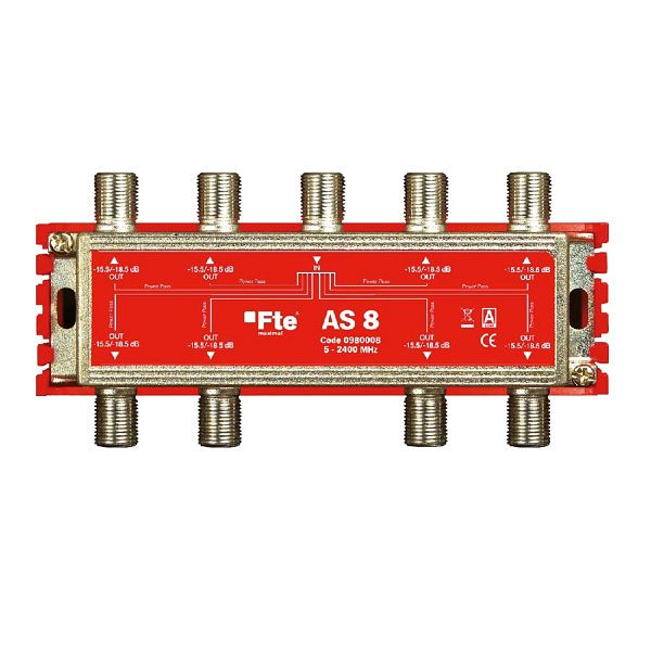 FTE Maximal AS 8 TV-Signal Verteiler (Breitbandverteiler, 8-Ausgänge, 5-2400 MHz, Classe A, F-Anschluss, Schirmungsmaß: >100 dB), 980008