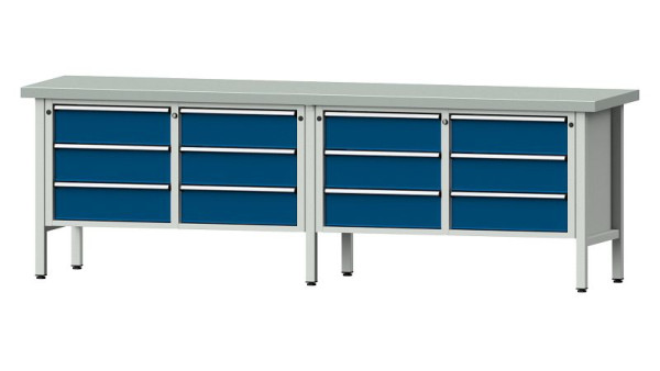 ANKE Werkbänke Kastenwerkbank, Modell 108 V, 2800 x 700 x 900 mm, RAL 7035/5010, ZBP 50 mm, 301.459