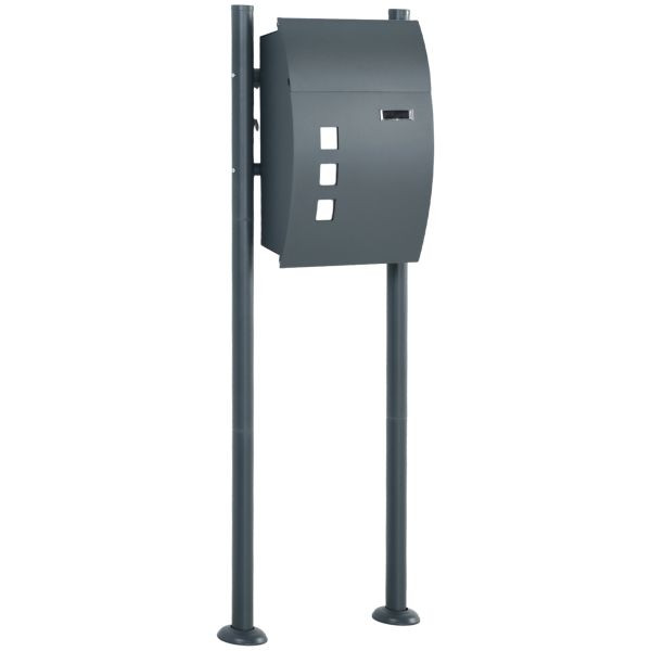 HOMCOM Briefkasten mit Ständer, Wandbriefkasten mit Zeitungsfach Sichtfenster, B80-014V00CG