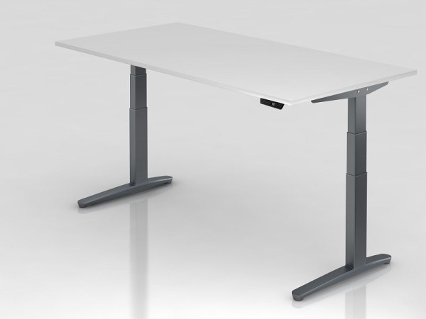 Hammerbacher Sitz-Steh-Schreibtisch elektrisch 200x100cm Weiß/Graphit, Rechteckform, VXBHM2E/W/GG