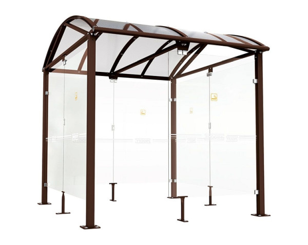 Procity Raucherunterstand Klassik "L"- Tiefe 2690 mm, Farbe RAL 8017, Maße: Breite 2500 x Höhe 2768 x Tiefe 3023 mm, 529520.8017