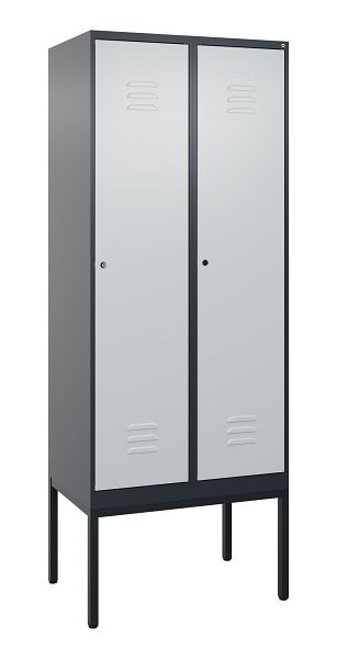 C+P Umkleidespind Classic PLUS mit Mitteltrennwand, Gestell, 2 Abteile, 2120x800x500mm, 7016/7035, Zylinderschlösser, 0800307-22F S10028